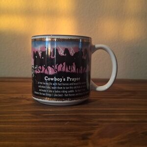 Cowboy's Prayer Mug with Pink and Black Design